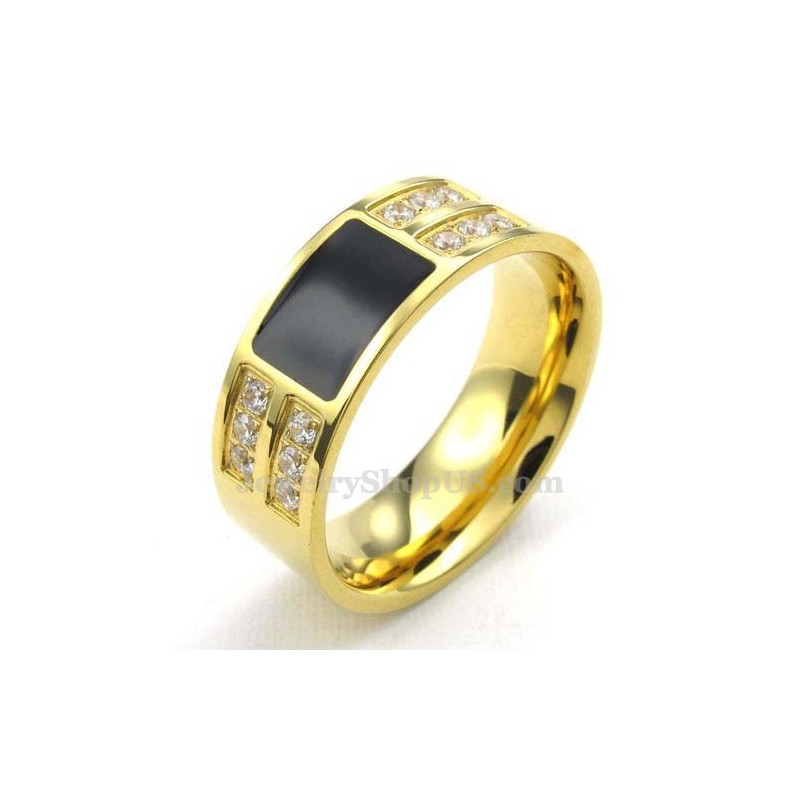 Gold Titanium Ring With White Zircon Gold Titanium Ring With White Zircon