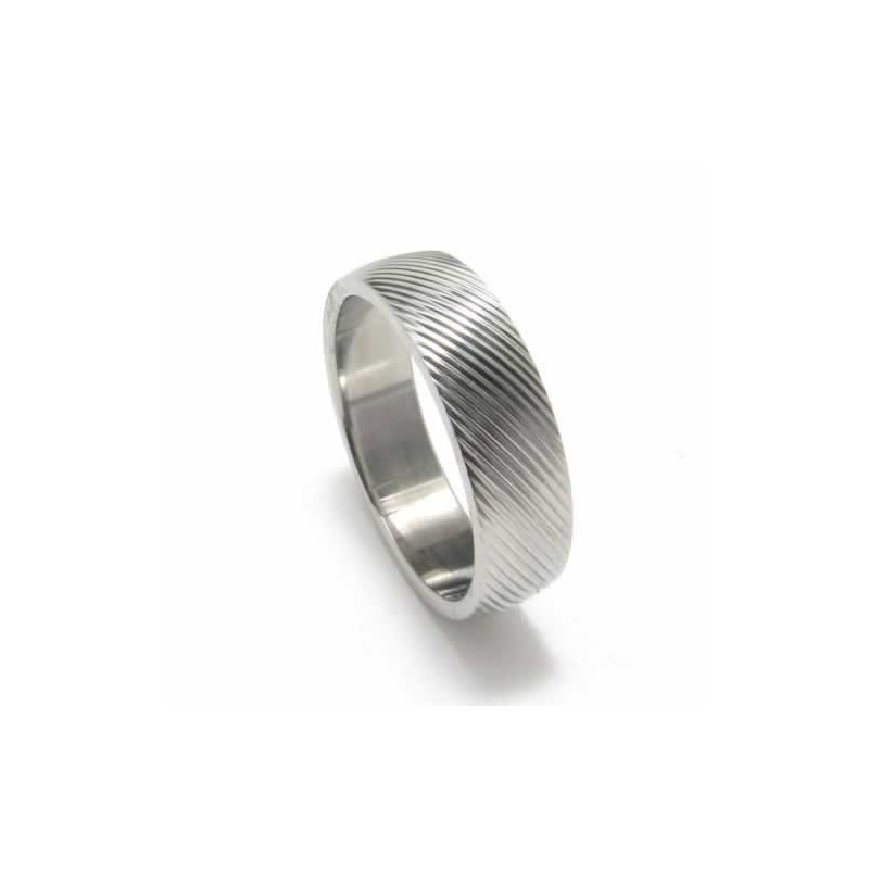 Cross Grain 6Mm Titanium Ring