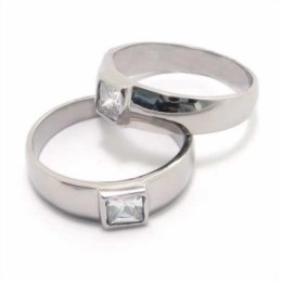 Diamond Set 6Mm Titanium Inlaid Court Band Ring
