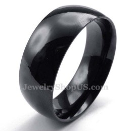 8Mm Black Titanium Smooth Ring