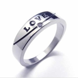 Love Diamond Set 5Mm Titanium Inlaid Court Band Ring