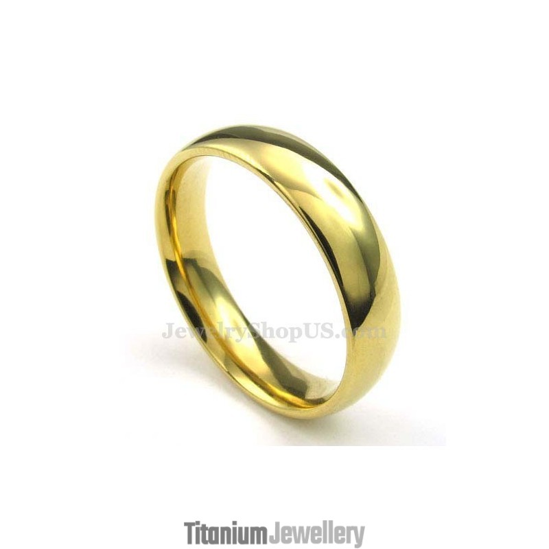 5Mm Gold Titanium Round Ring
