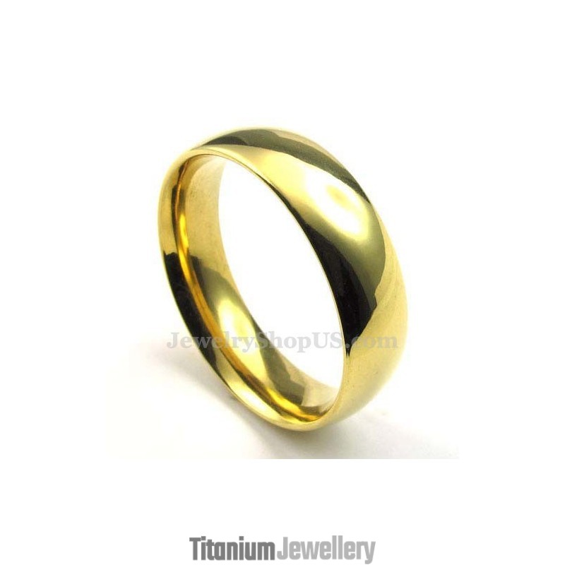 6Mm Gold Titanium Round Ring
