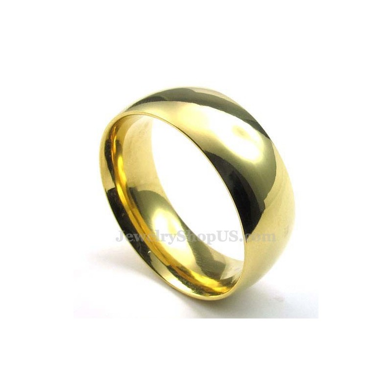 8Mm Gold Titanium Round Ring