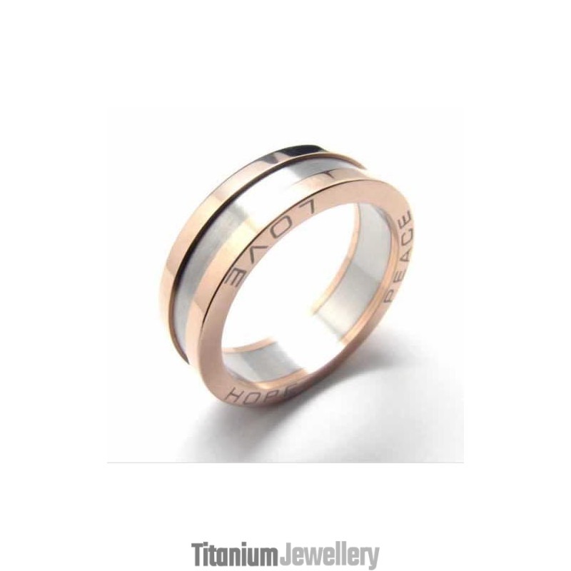 6Mm Titanium & Gold Court Band Ring 6Mm Titanium & Gold Court Band Ring