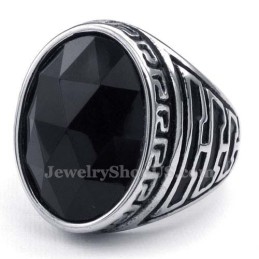 Mens Titanium Ring With Black Zircon