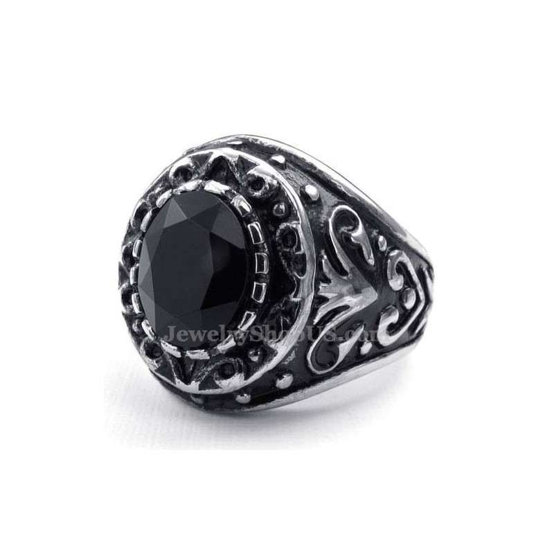 Mens Titanium Ring With Black Zircon Mens Titanium Ring With Black Zircon