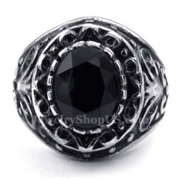 Mens Titanium Ring With Black Zircon