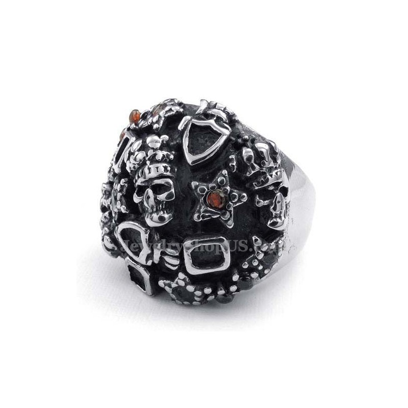 Titanium Skull Ring With Red Zircon Titanium Skull Ring With Red Zircon