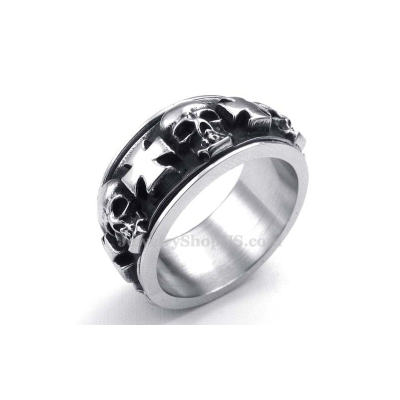 Titanium Round Cross Skull Ring Titanium Round Cross Skull Ring