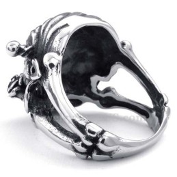 Titanium Skull Ring With Red Zircon Eye