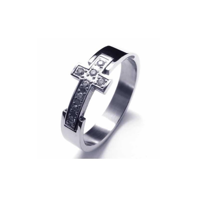 8Mm Cross Diamond Unisex Titanium Band Ring 8Mm Cross Diamond Unisex Titanium Band Ring