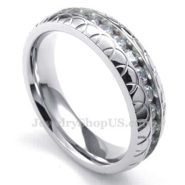 Titanium Round Ring With White Zircon