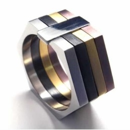 Hexagon Colored 11Mm Titanium Ring