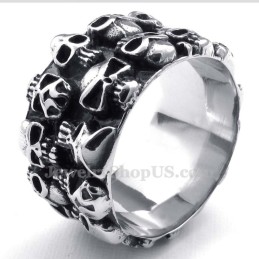 Round Titanium Skull Ring