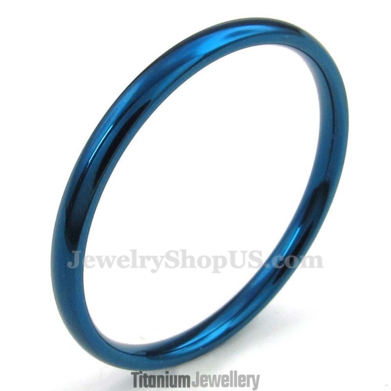 2Mm Titanium Round Blue Ring