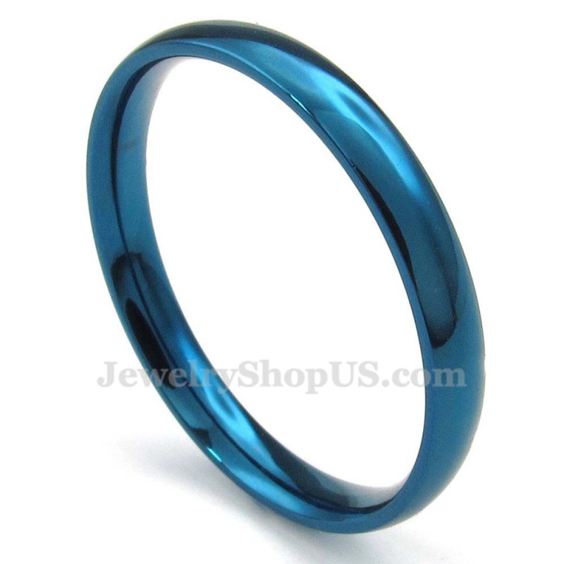 3Mm Titanium Round Blue Ring