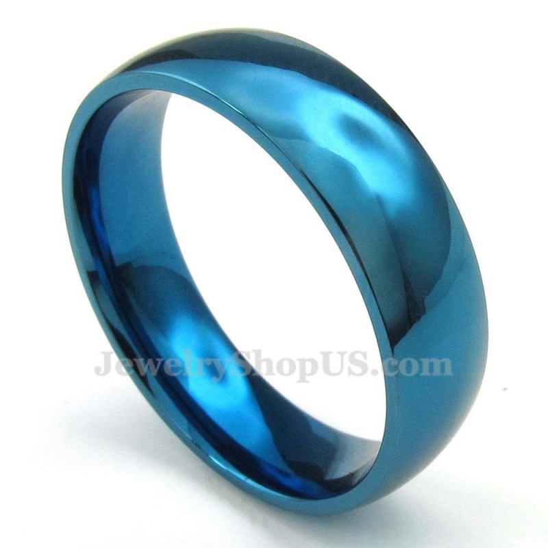 6Mm Titanium Round Blue Ring