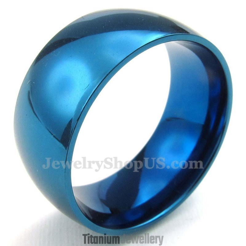 10Mm Titanium Round Blue Ring