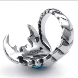 Titanium Scorpion Ring With Blue Zircon