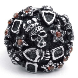 Titanium Skull Ring With Red Zircon