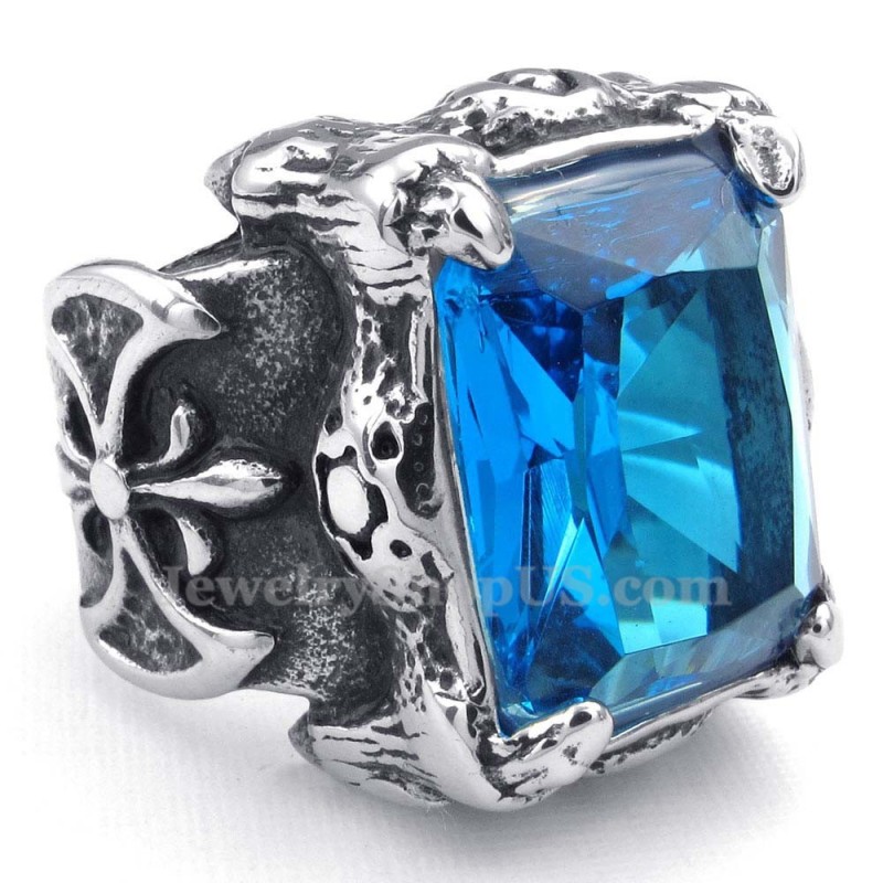 Titanium Ring With Blue Zircon Titanium Ring With Blue Zircon