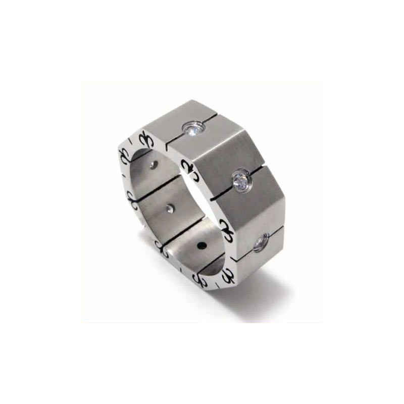 Diamond Set 8Mm Titanium Inlaid Court Band Ring Diamond Set 8Mm Titanium Inlaid Court Band Ring