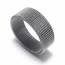 Meshed Unisex 8Mm Titanium Ring