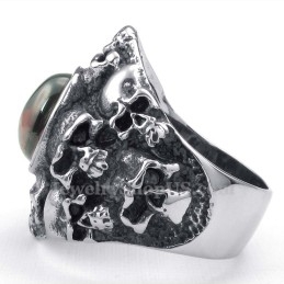 Titanium Skull Ring With Red Zircon