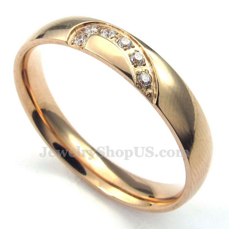 Gold Titanium Heart Ring With White Zircon Gold Titanium Heart Ring With White Zircon