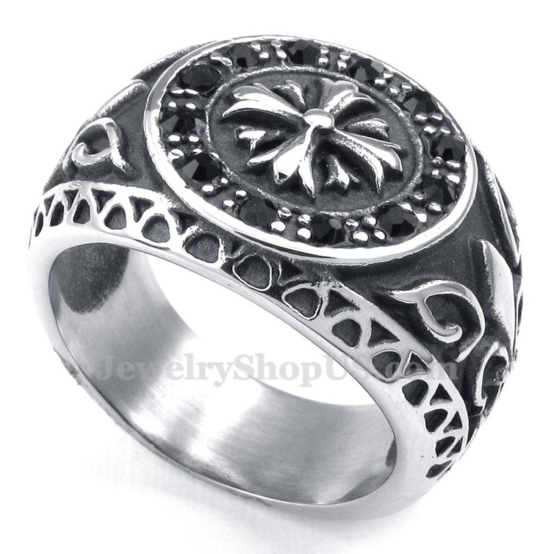 Titanium Ring With Black Rhinestone Titanium Ring With Black Rhinestone