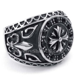 Titanium Ring With Black Rhinestone