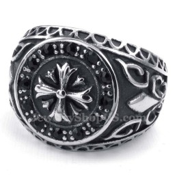 Titanium Ring With Black Rhinestone