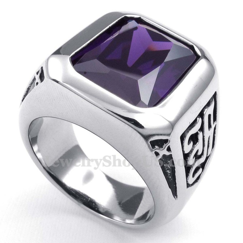 Titanium Ring With Purple Zircon Titanium Ring With Purple Zircon