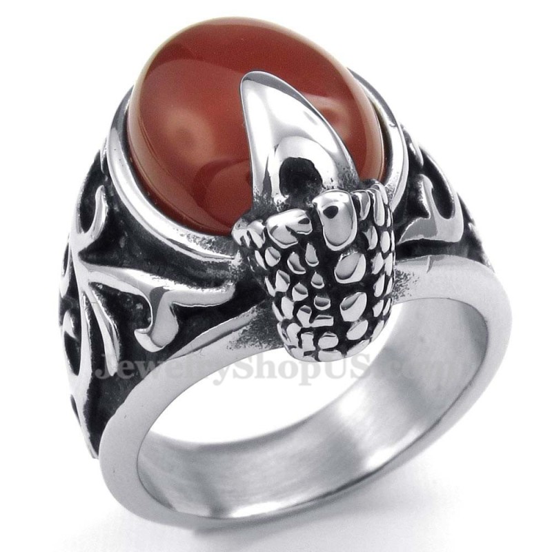 Titanium Red Agate Inlaid Ring Titanium Red Agate Inlaid Ring