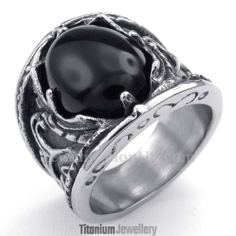 Titanium Ring With Black Zircon