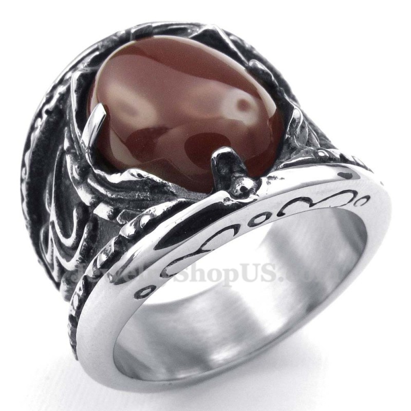 Titanium Red Agate Inlaid Ring Titanium Red Agate Inlaid Ring
