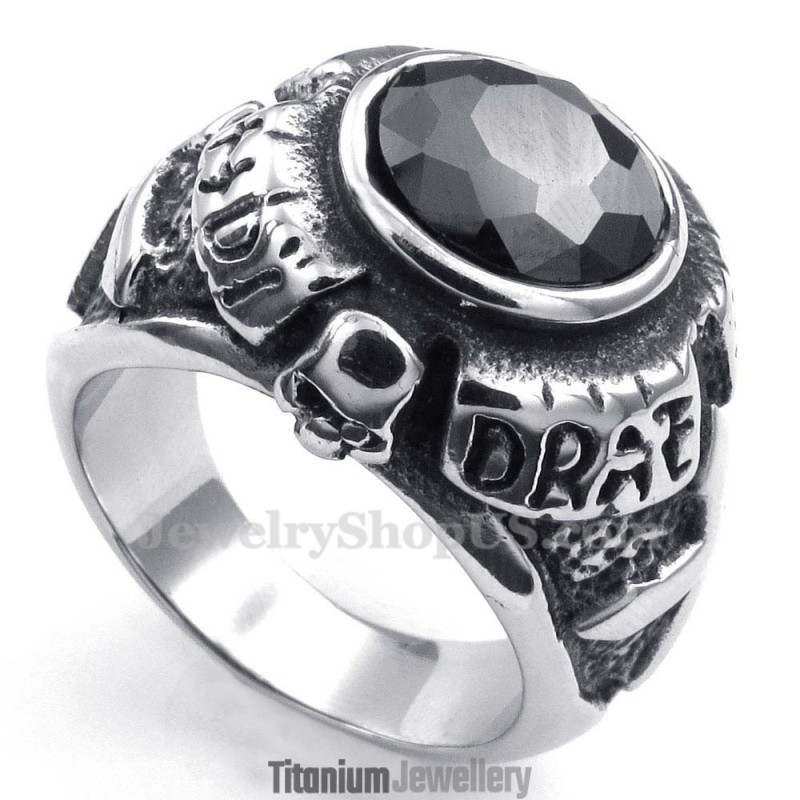Titanium Ring With Black Zircon Titanium Ring With Black Zircon