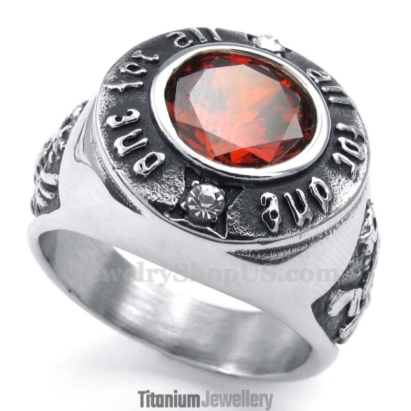 Titanium Ring With Red Zircon Titanium Ring With Red Zircon