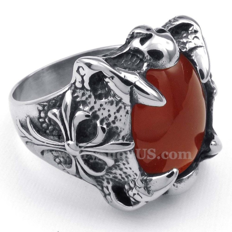 Titanium Red Agate Inlaid Ring Titanium Red Agate Inlaid Ring