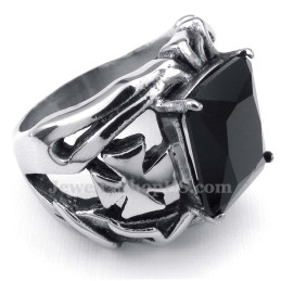 Titanium Ring With Black Ornamental Stone