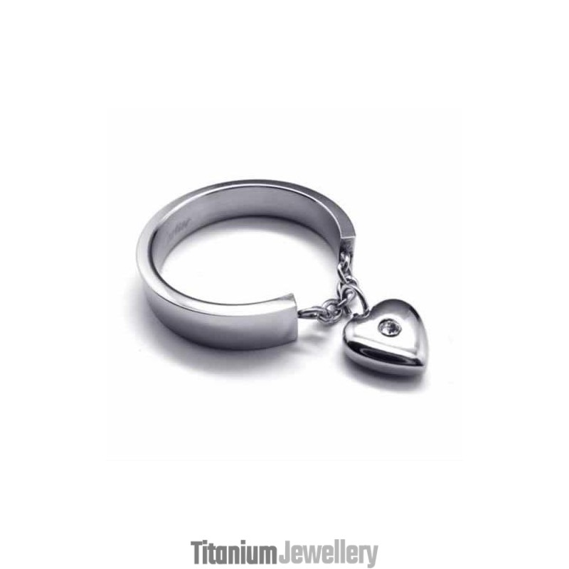 Diamond Set 5Mm Heart Titanium Ring Diamond Set 5Mm Heart Titanium Ring