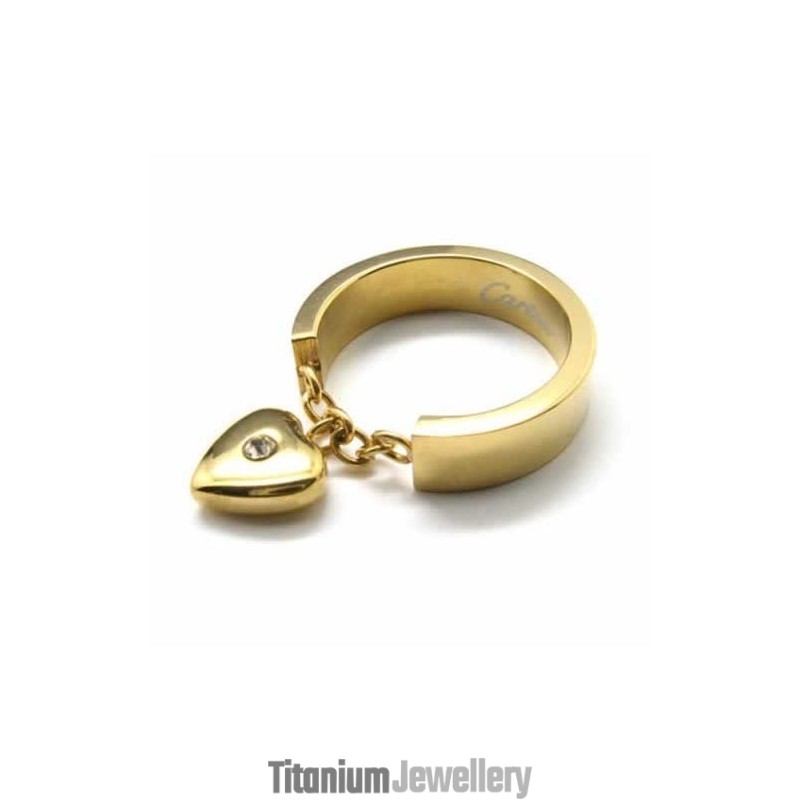 Diamond Set 5Mm Heart Titanium 18K Gold Ring Diamond Set 5Mm Heart Titanium 18K Gold Ring