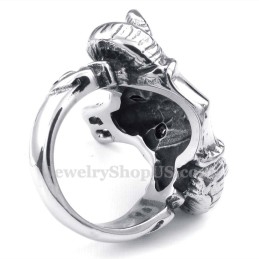 Titanium Cow Head Ring With Red Eyes