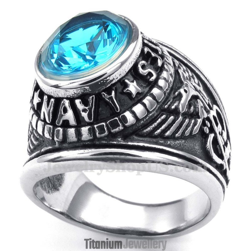 Titanium Ring With Blue Zircon Titanium Ring With Blue Zircon