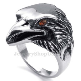 Titanium Eagle Ring With Red Eyes