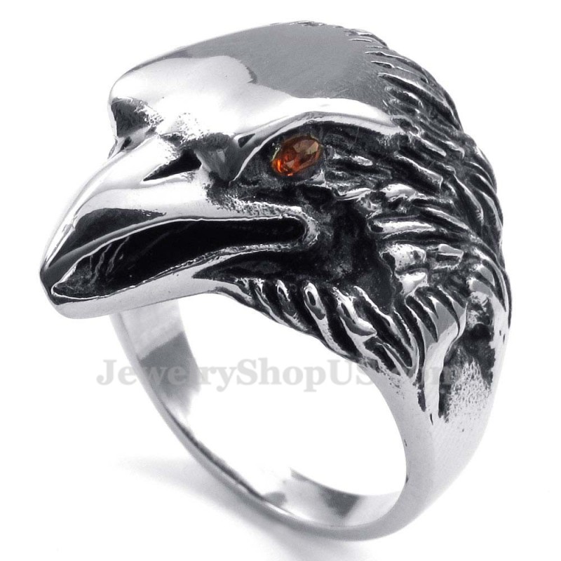 Titanium Eagle Ring With Red Eyes Titanium Eagle Ring With Red Eyes