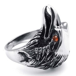 Titanium Eagle Ring With Red Eyes