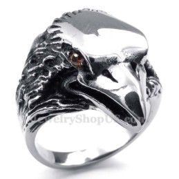 Titanium Eagle Ring With Red Eyes