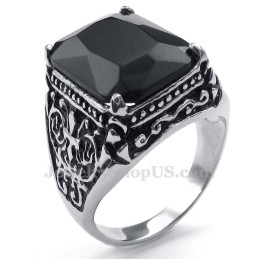 Titanium Ring With Black Zircon